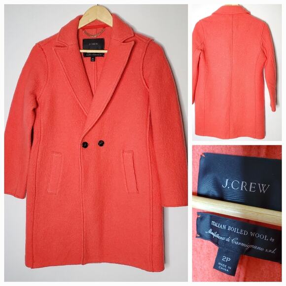 J Crew Daphne Topcoat Boiled Wool winter coat button front Size 2P - Picture 3 of 14
